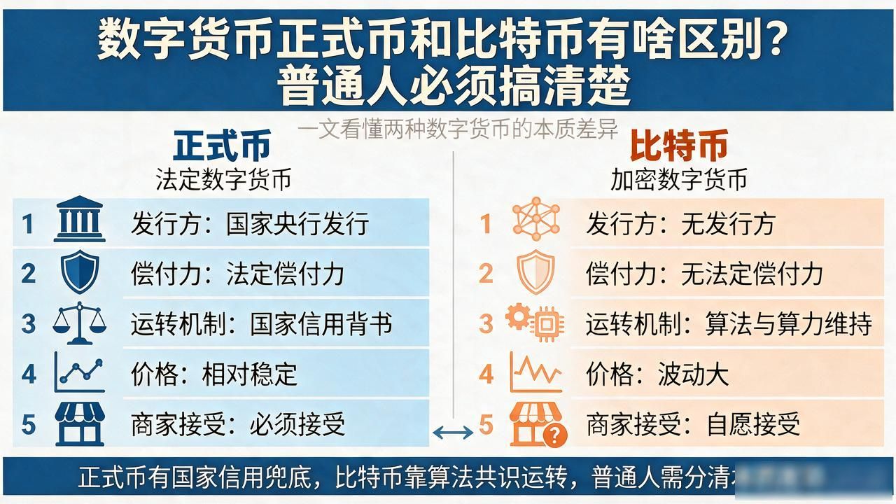 数字货币正式币和比特币有啥区别？普通人必须搞清楚