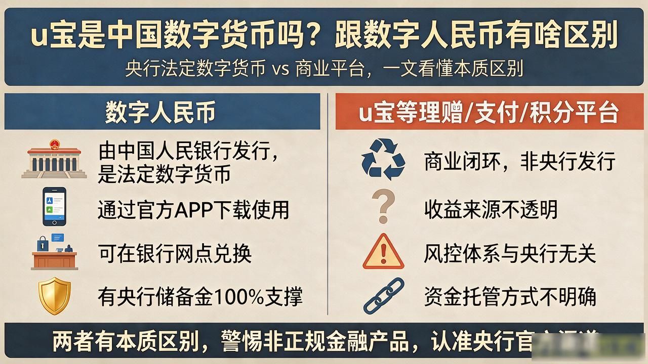 u宝是中国数字货币吗？跟数字人民币有啥区别
