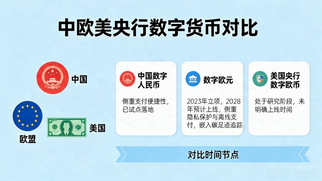 央行数字货币三家对比：中国欧盟美国最新格局