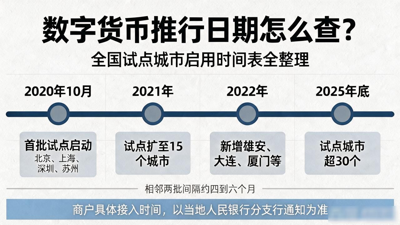数字货币推行日期怎么查？全国试点城市启用时间表全整理